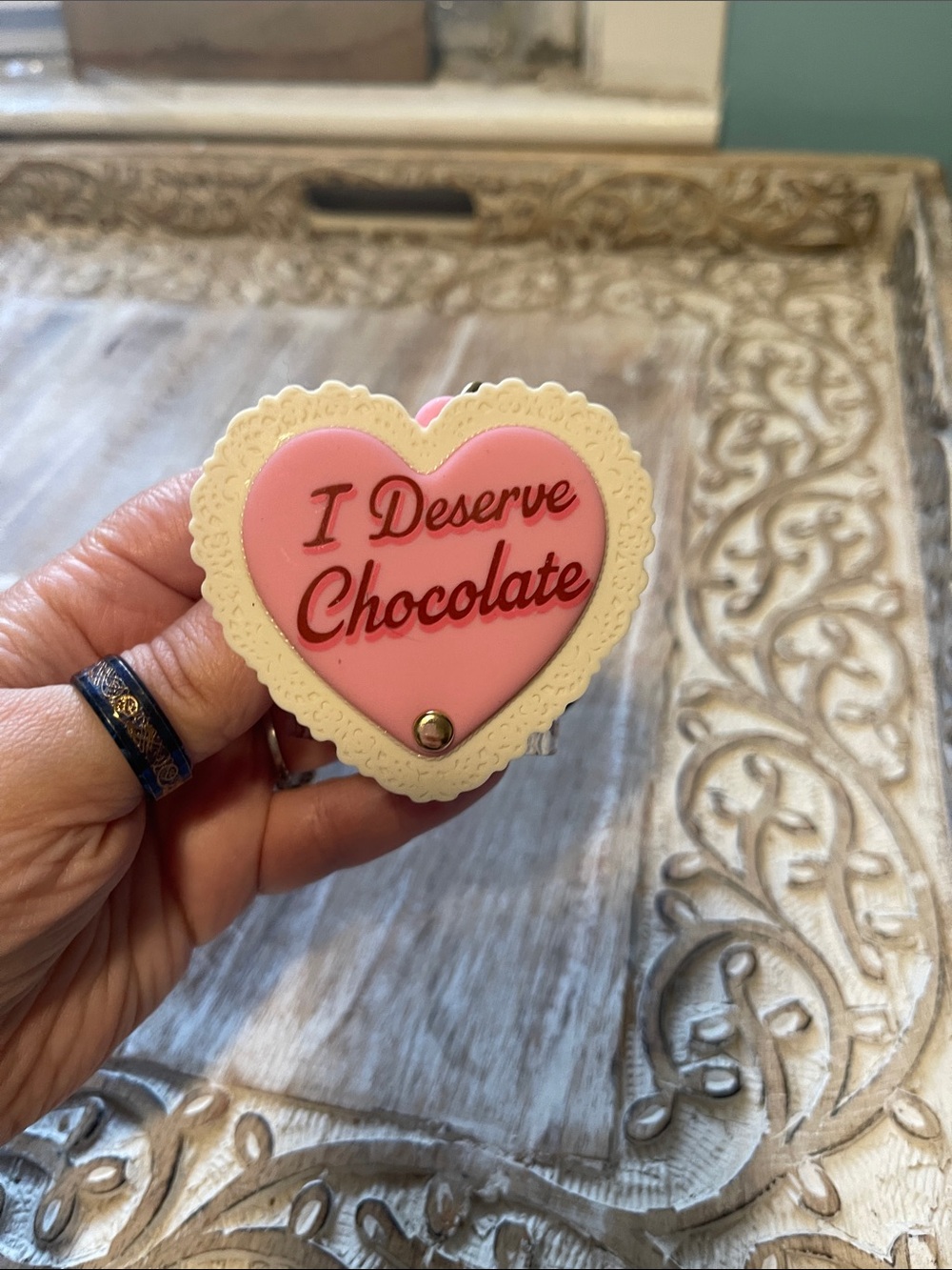 Pink Heart 'I Deserve Chocolate' Pocketbac Holder